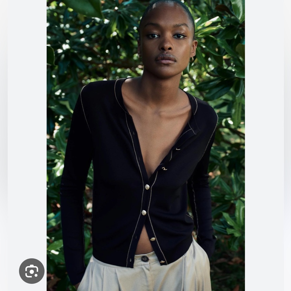 Zara Black Cardigan with Gold Buttons